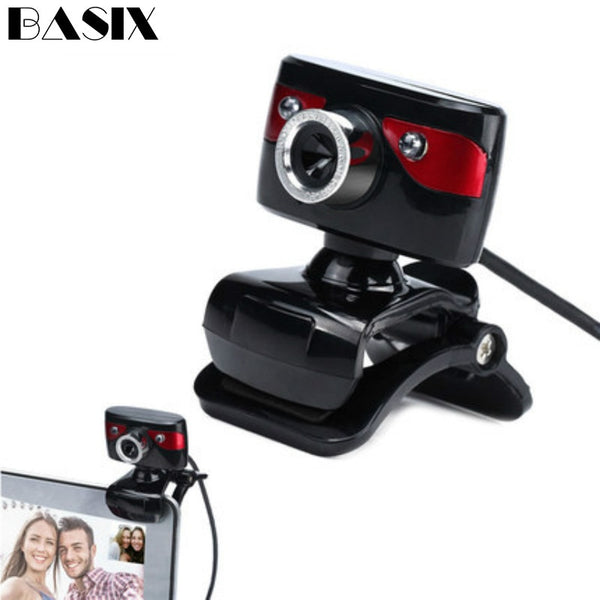 Basix Web Camera USB High Definition Webcam 2 Led Web Cam with MIC Clip-on for Skype Youtube Computer PC Laptop Notebook Camera