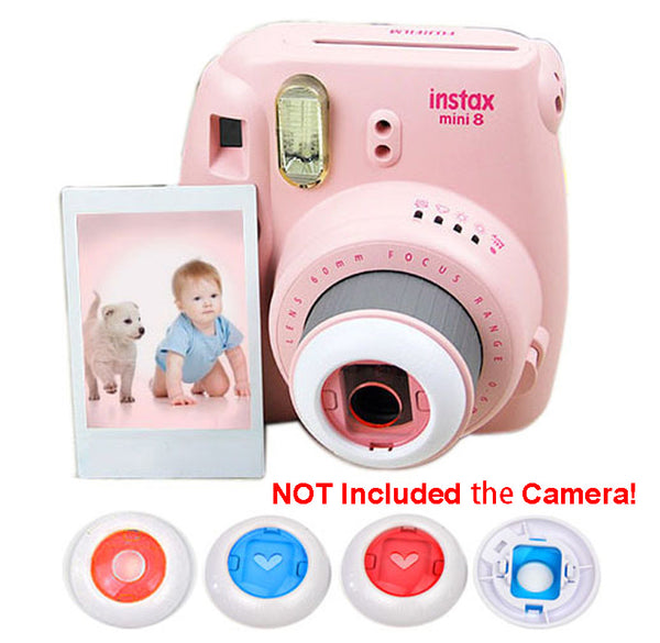 4pcs 1pack Fujifilm Instax Mini 8 7S 8+ Kitty Instant Camera Colorful Filters Round Heart Shape Hollow Out Close Up Lens Camera