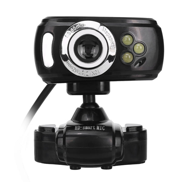 A2 LED Web Camera USB Webcam 360 Degree MIC Clip-On Web Cam for Youtube Computer PC Laptop Notebook Camera Black