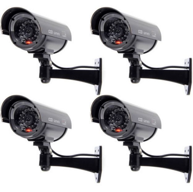 4 Pack IR Bullet Fake Dummy Surveillance Security Camera CCTV Record Light