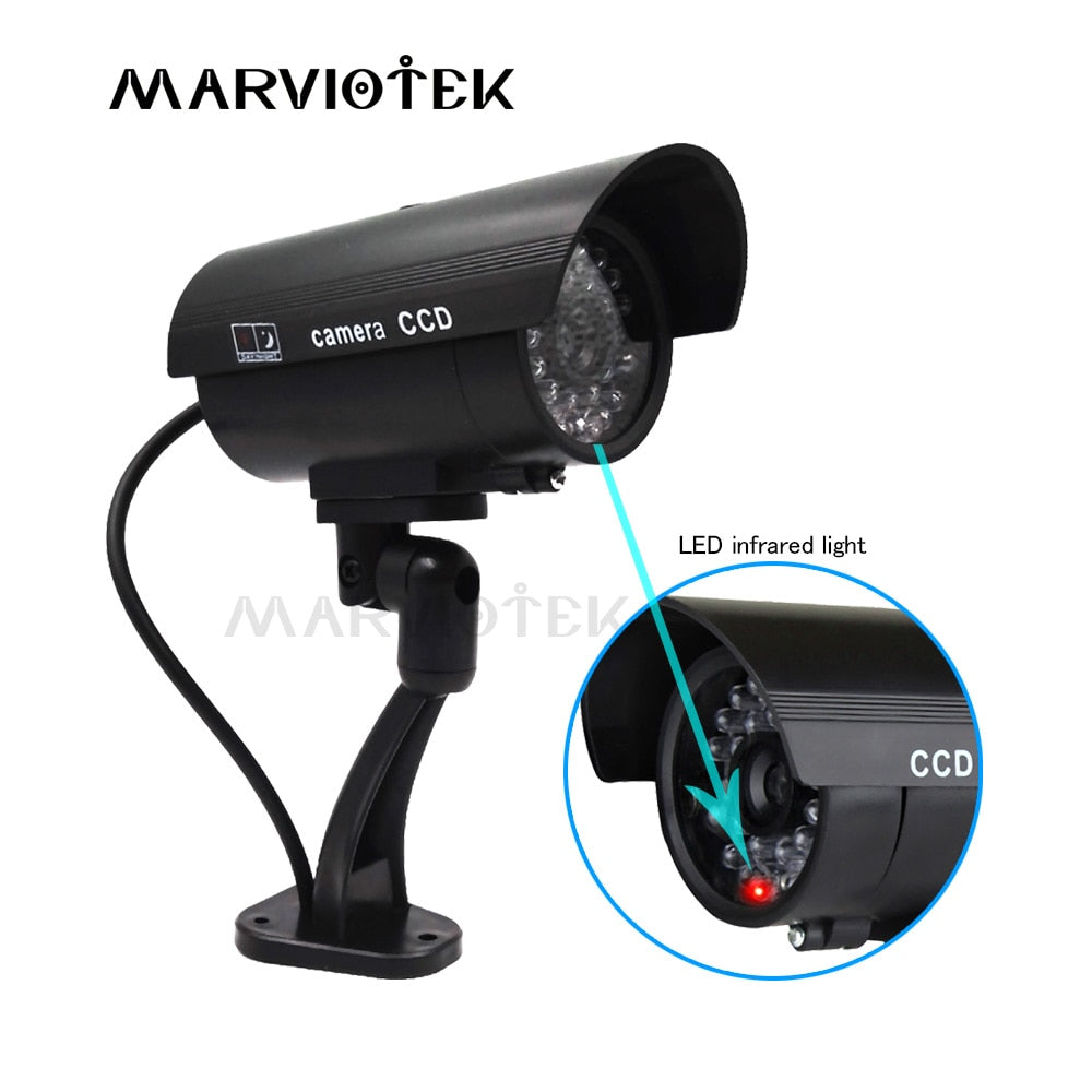 Dummy Camera Waterproof Outdoor Home Security Video Surveillance CCTV Dummy Cameras Bullet Camera With LED Light Fake Camera